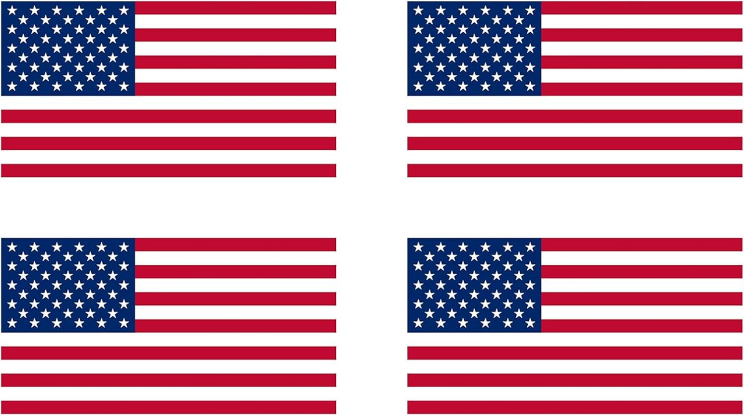 4 Pack USA American Flag Decal Bumper Sticker 5"X3"