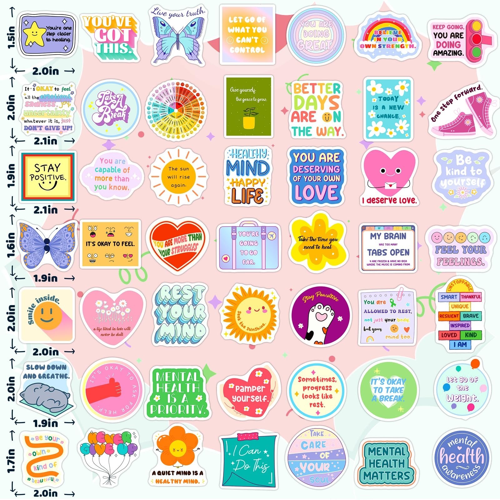 200 PCS Mental Health Awareness Stickers – Waterproof Decals for Office, Laptop,