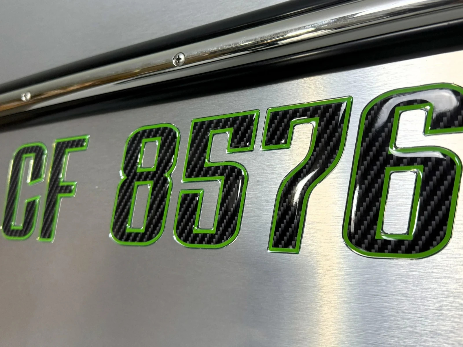 Carbon Fiber Green Boat & Jet Ski Registration Numbers 3D Raised Waterproof 3"