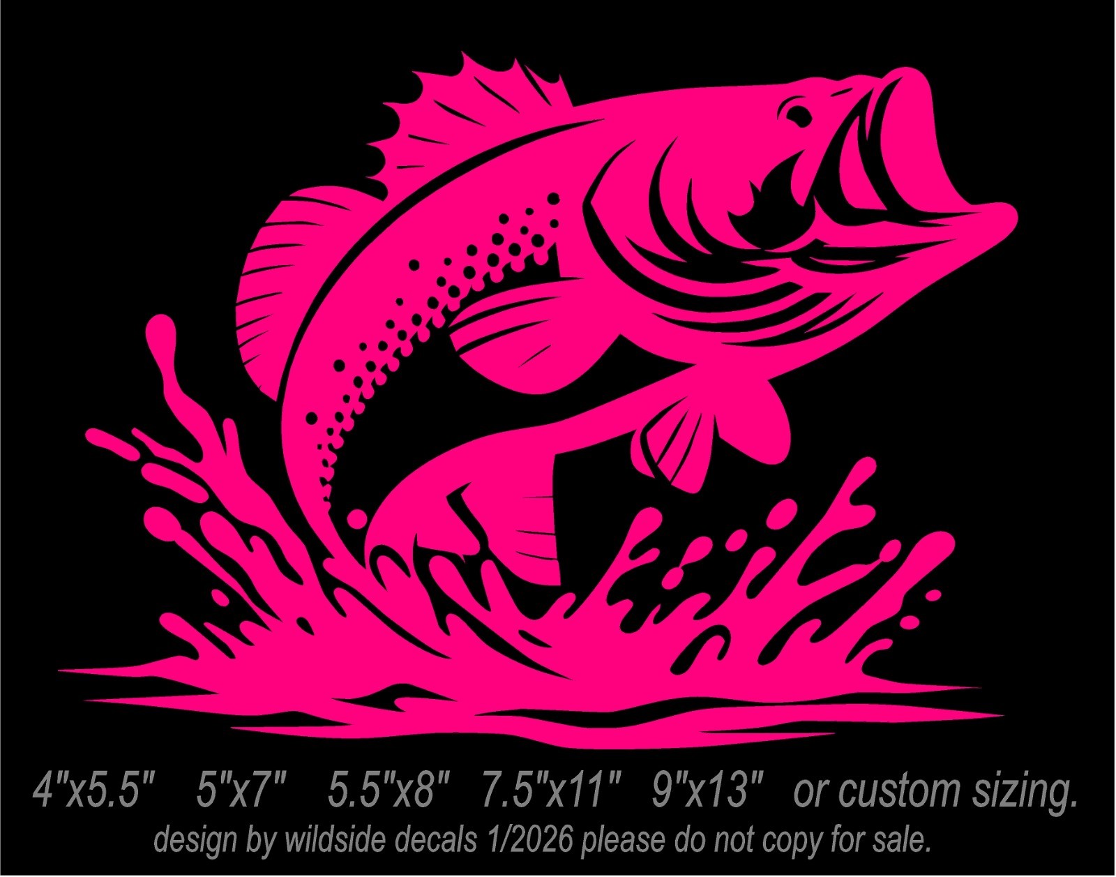 Large Mouth Bass Fish Vinyl Decal car truck window fishing boat sticker