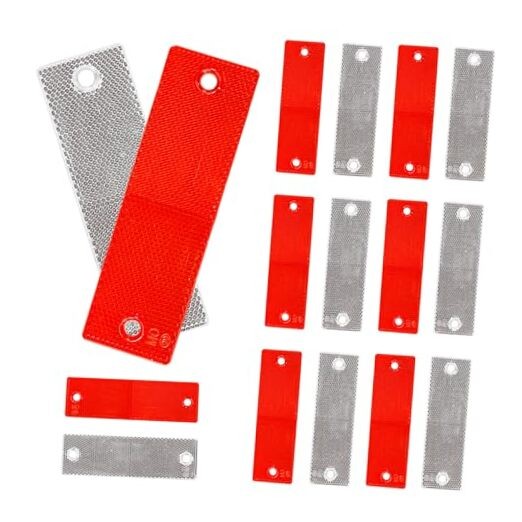 16 PCS Safety Trailer Reflectors Self Adhesive Reflector, Round ABS Rectangle