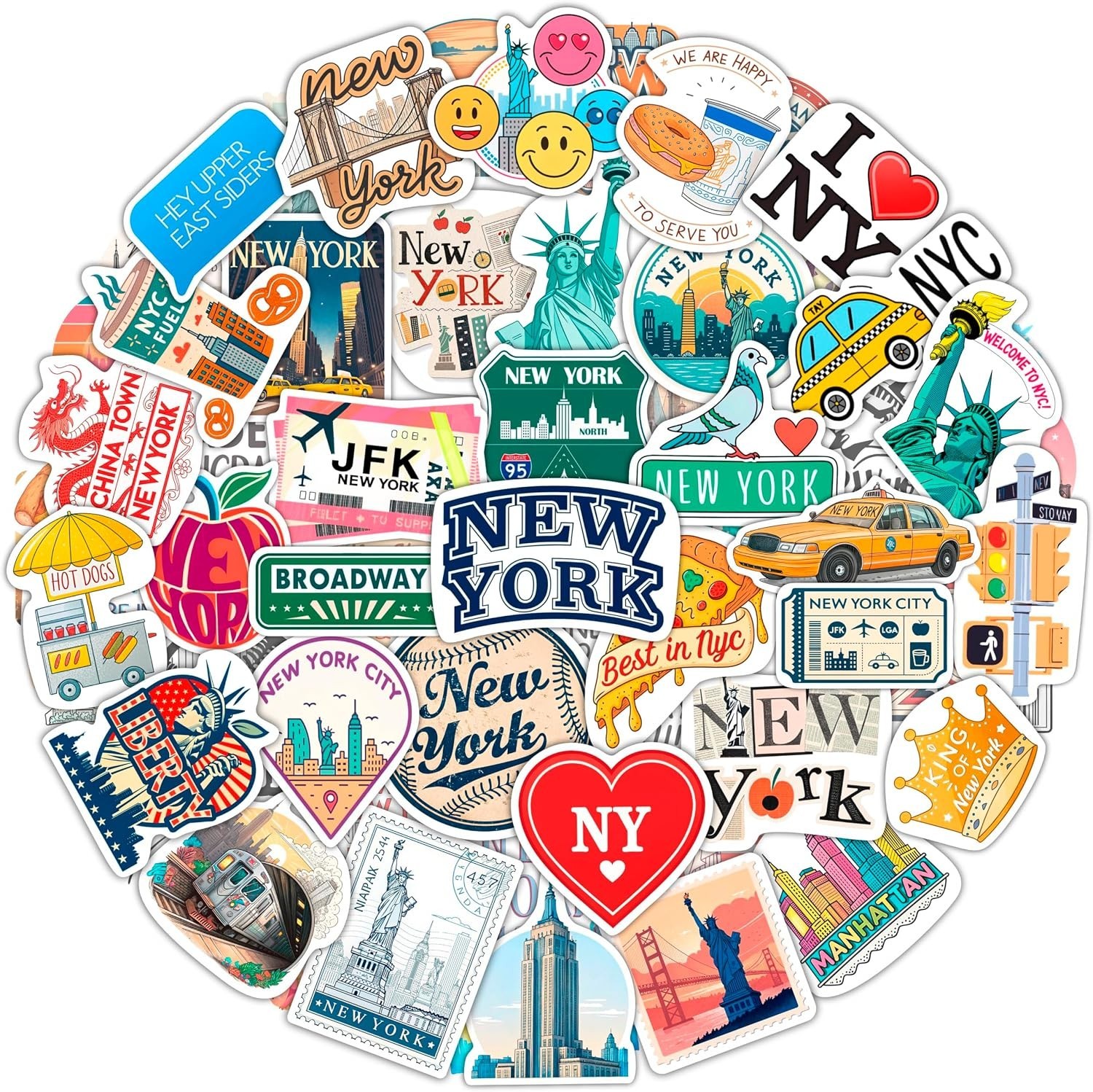 100Pcs New York Stickers for Scrapbooking, Laptop, Water Bottle, NYC Stickers…