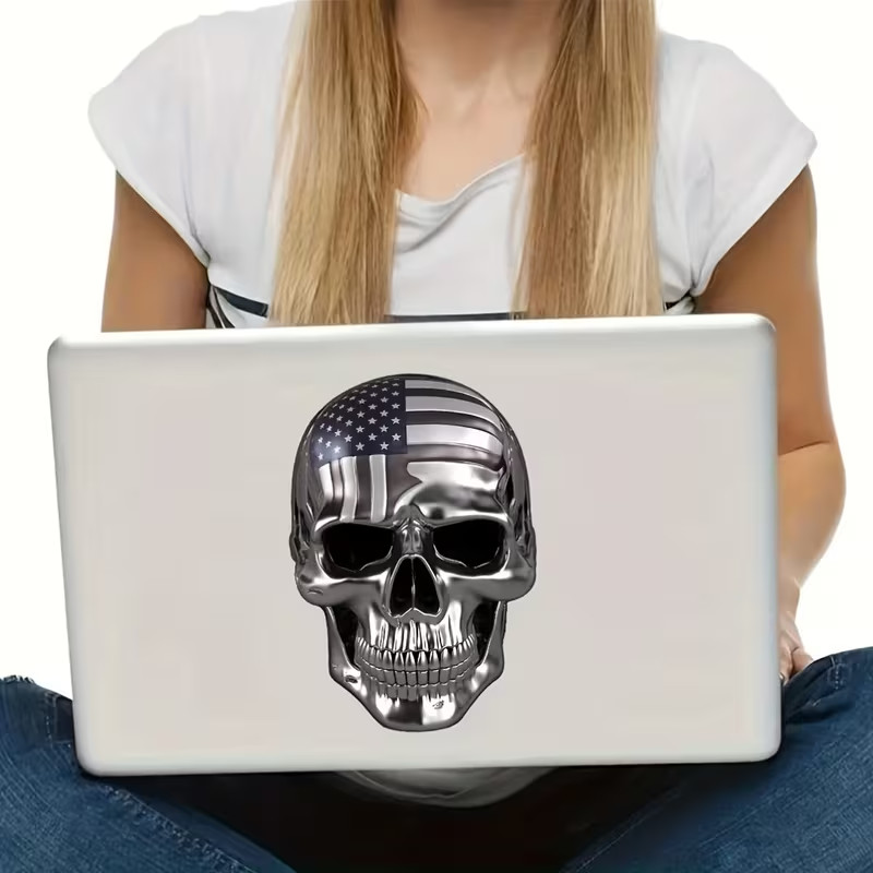 Rendered Skull Sticker in Heavy Metal Style for Waterproof Decoration