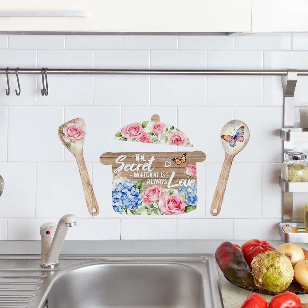 30x20cm Modern Floral PVC Wall Decal for Living Room Bedroom For Kitchen Spaces