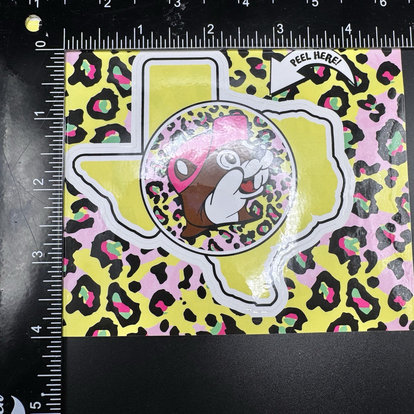 Bucees Sticker Decal Texas 5 X 4 Animal Print Pink Yellow Texas