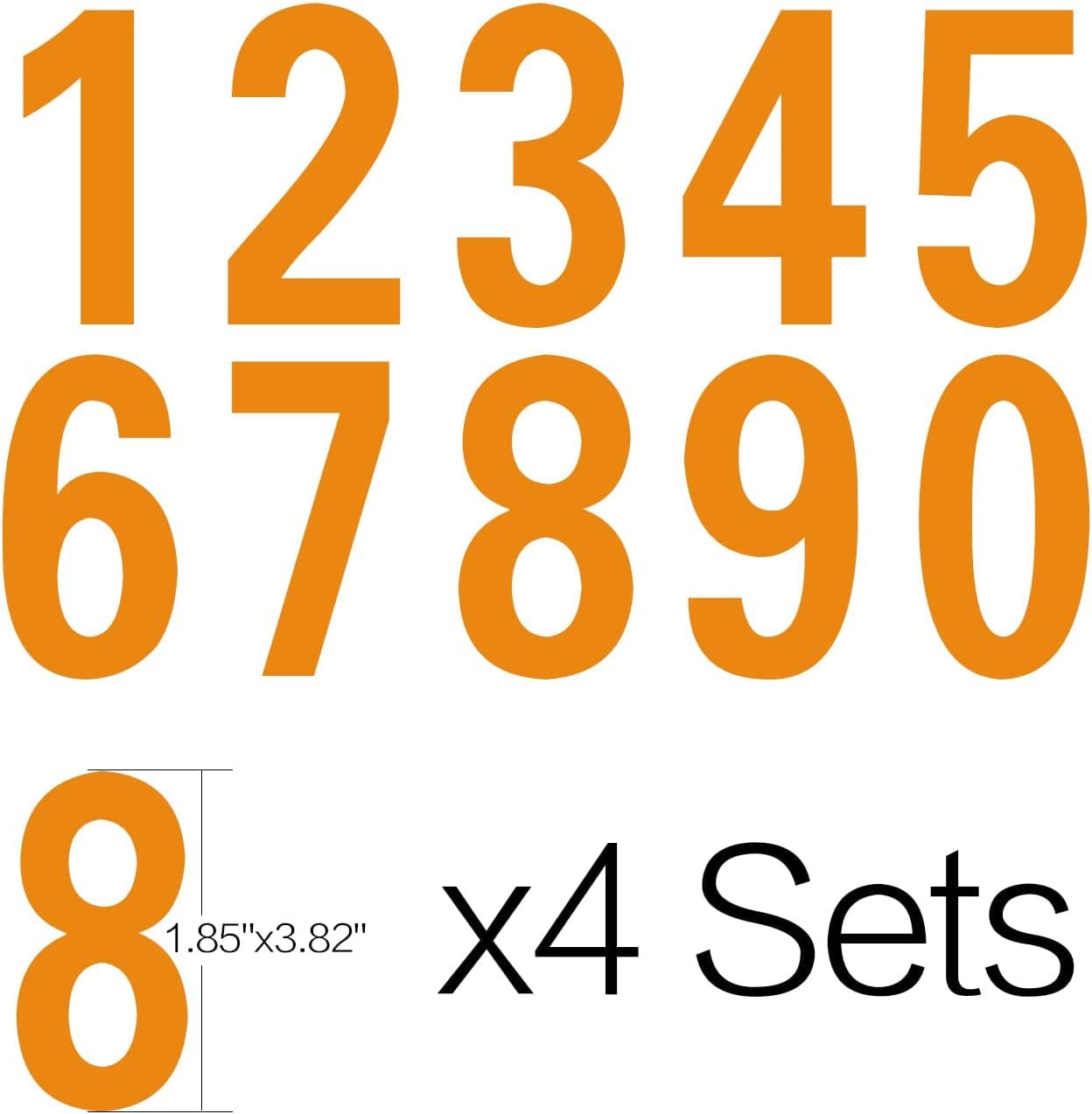 Mailbox Numbers Reflective Stickers for Outside,4 Sets(0-9) 4 Inch Orange Vinyl