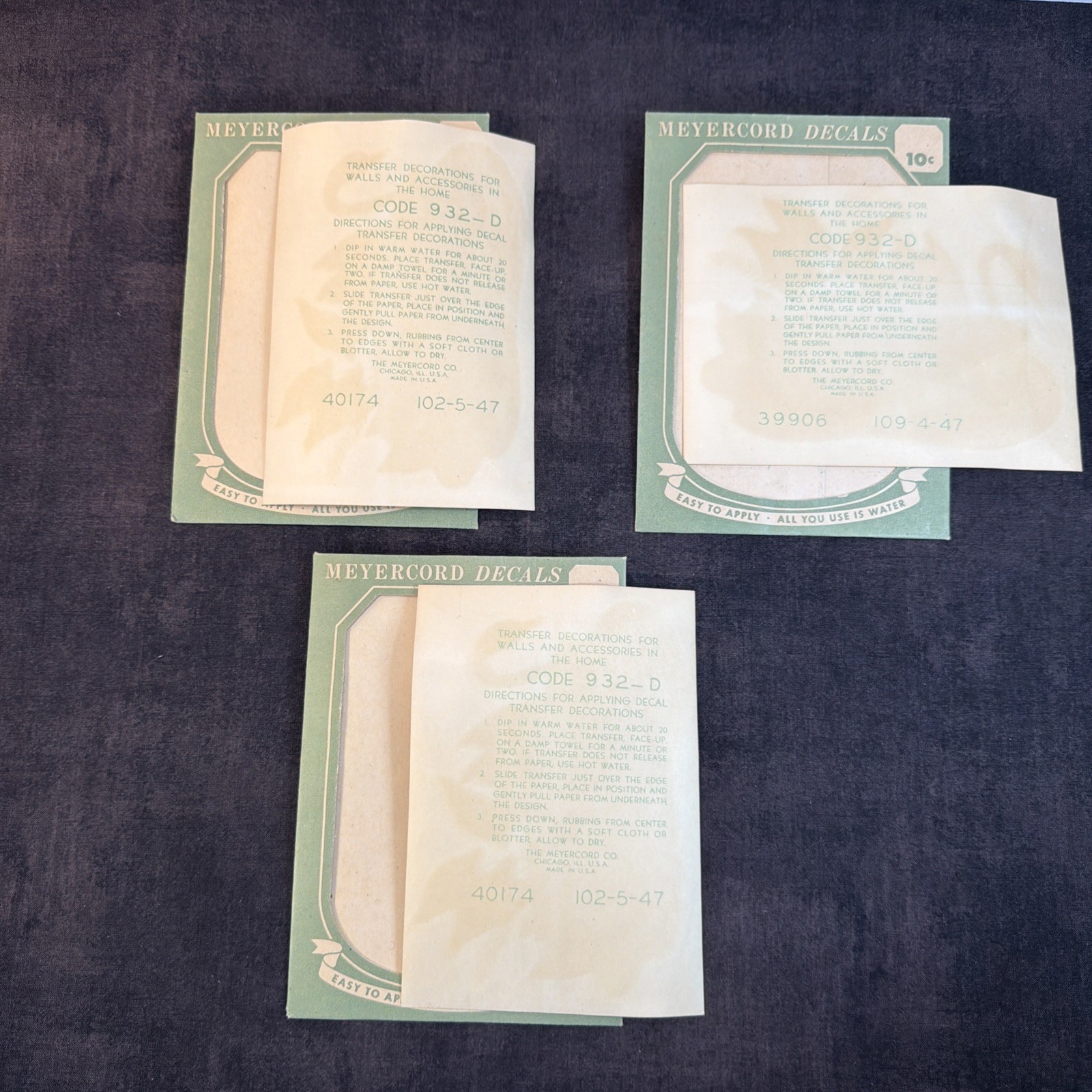 3 Meyercord Light Blue & Pink Swan Decals, Water Scene,Unused,Retro, Kitsch,MCM