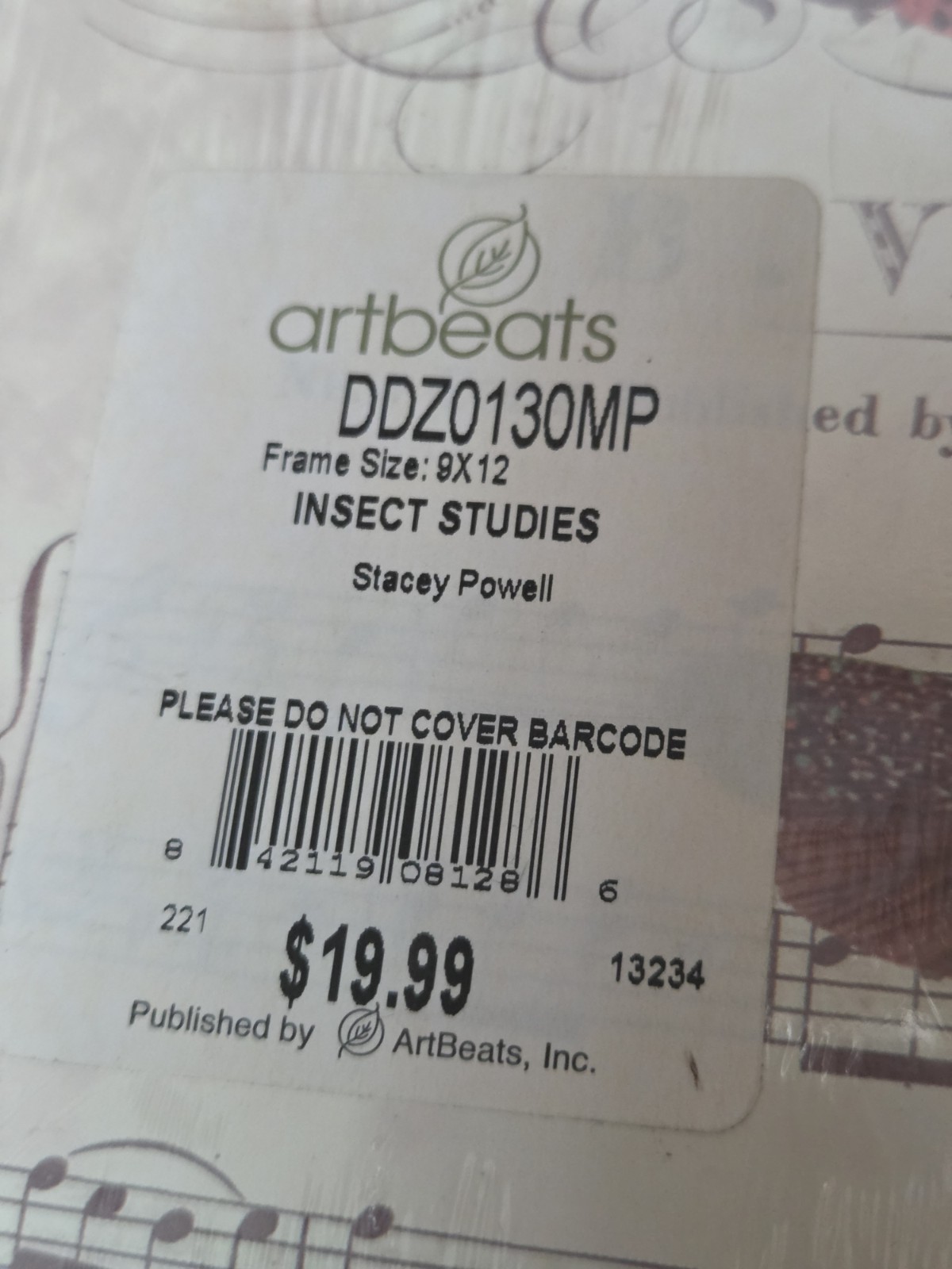 New ArtBeats, Inc. 'Insect Studies' Musical Sheet Sticker Decal
