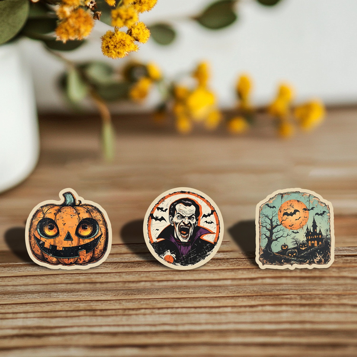 50pc Waterproof Vinyl Stickers Vintage Halloween Luggage Phone Laptop Car Fridge