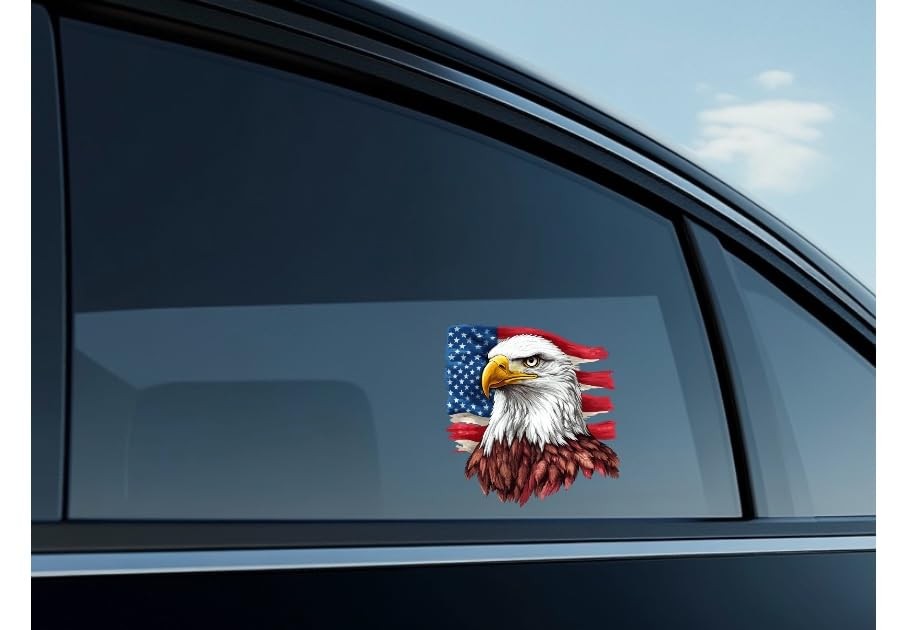 merican Bald Eagle Car Stickeruto Die Cut Decal for Bumper Window Rear Panel, A