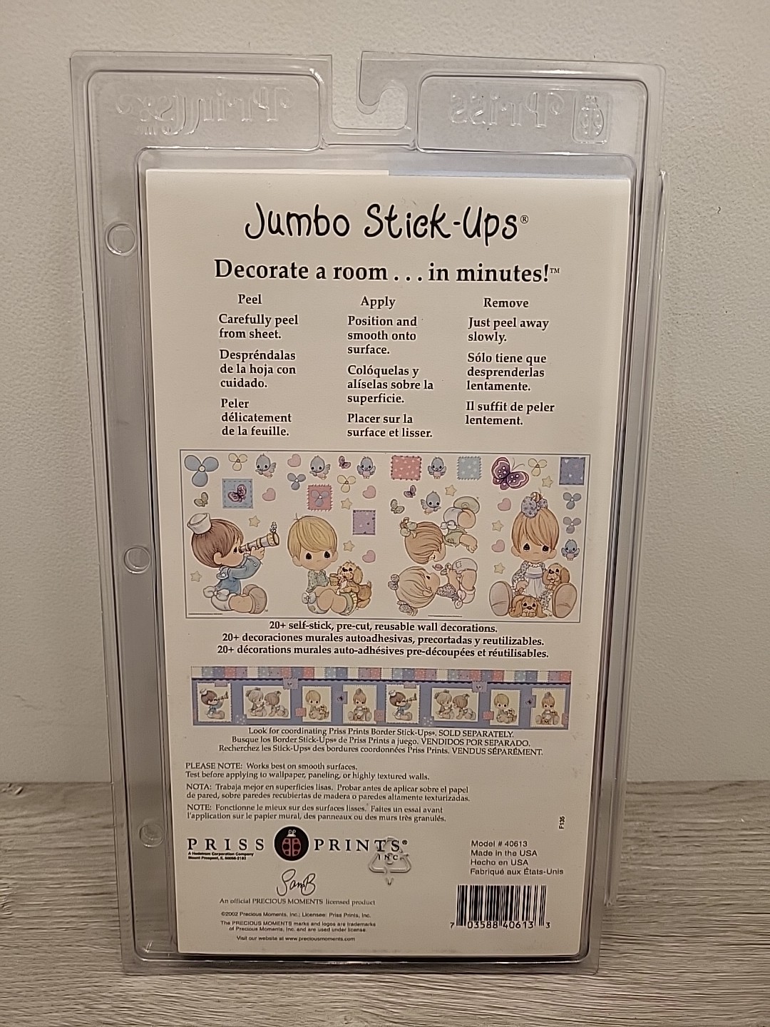 Precious Moments Jumbo Reusable Wall Decor Stick-Ups