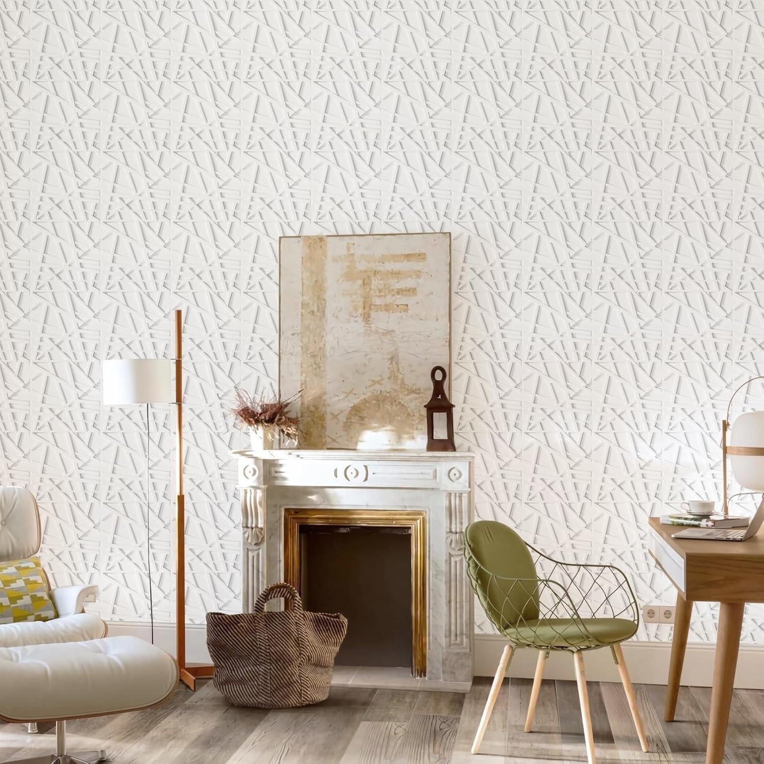 33 Pack White 3D Wall Panels 12"x12" Decorative PVC Tiles, Accent Textured