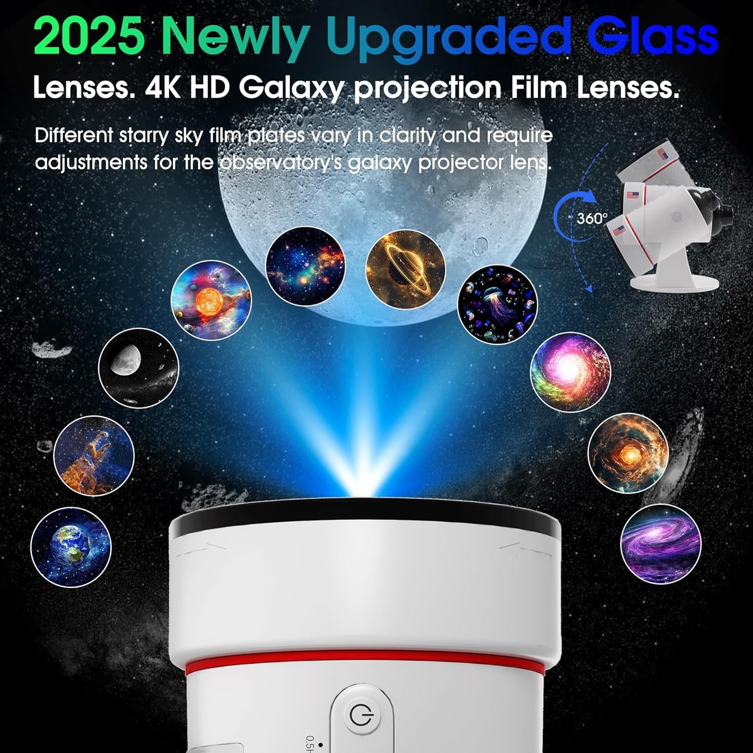 Galaxy Projector，Upgraded 4K HD Star Projector Lens, 10 Slides Image Planetar…