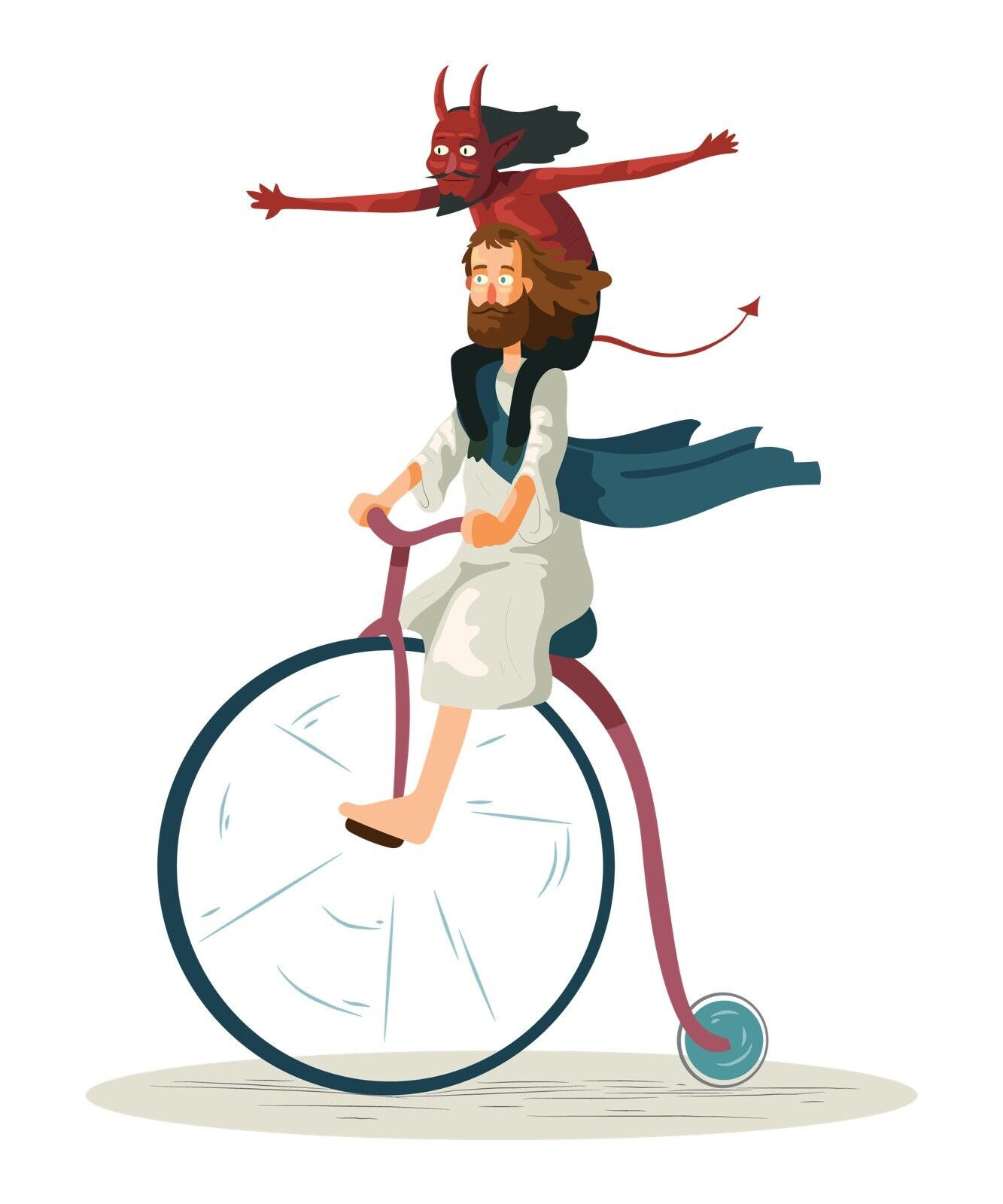 Funny Devil Jesus Riding a Bike Sticker Decal