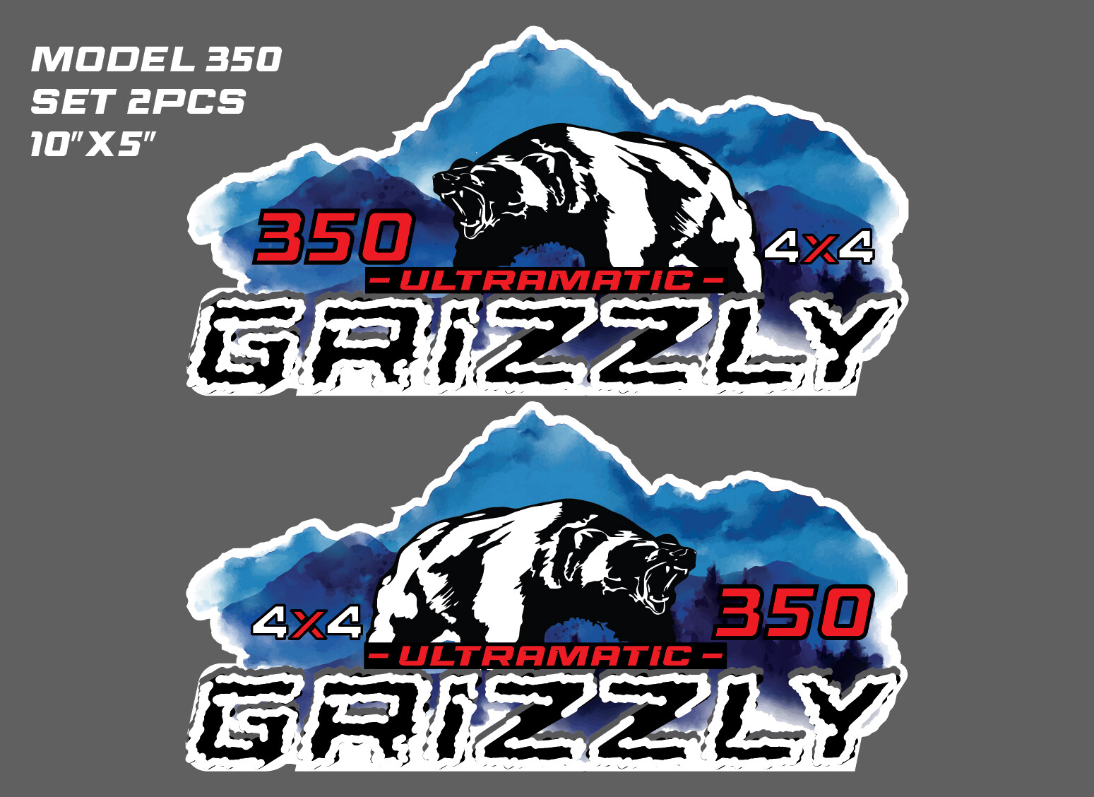 Grizzly ATV Tank Decal Graphic Sticker Kit 4 Yamaha 350 600 660