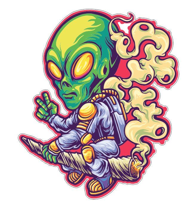 Weed Cannabis Marijuana Joint Alien Sticker Decal A27