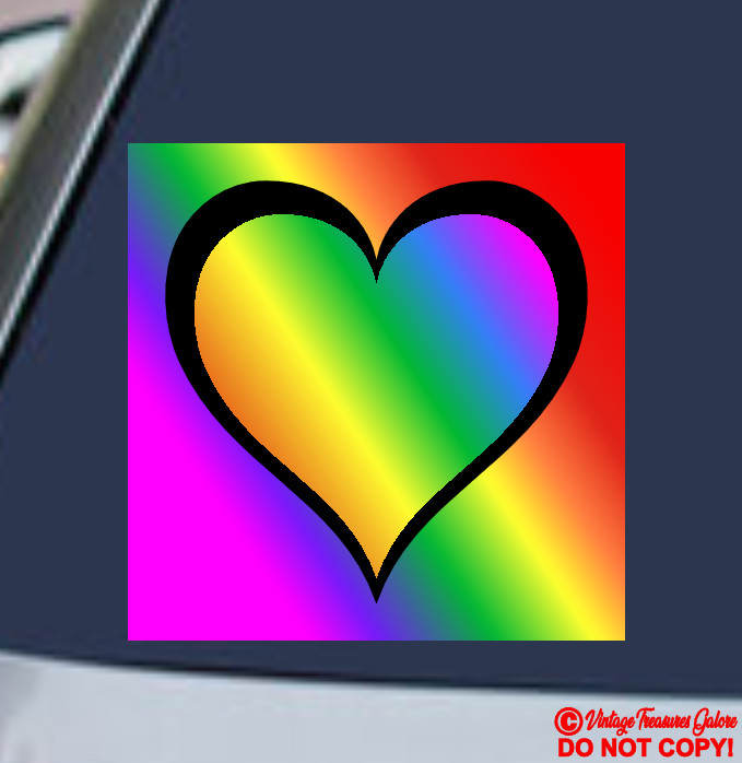 GAY PRIDE MONTH RAINBOW HEART Vinyl Sticker Car Window Wall Bumper Decal LGBT