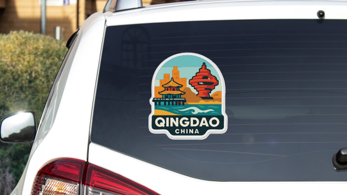 Qingdao China Sticker Decal Vinyl Die-Cut City Skyline Landmark Design