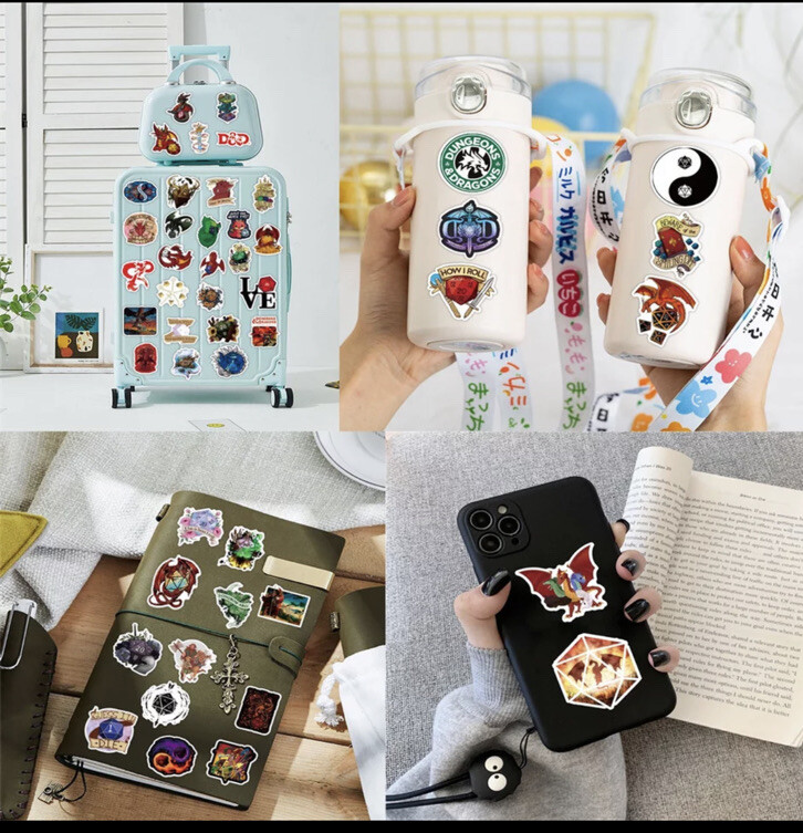50PCS Dungeons & Dragons Stickers Computer,H2O Bottle, Skate Board, Notebook