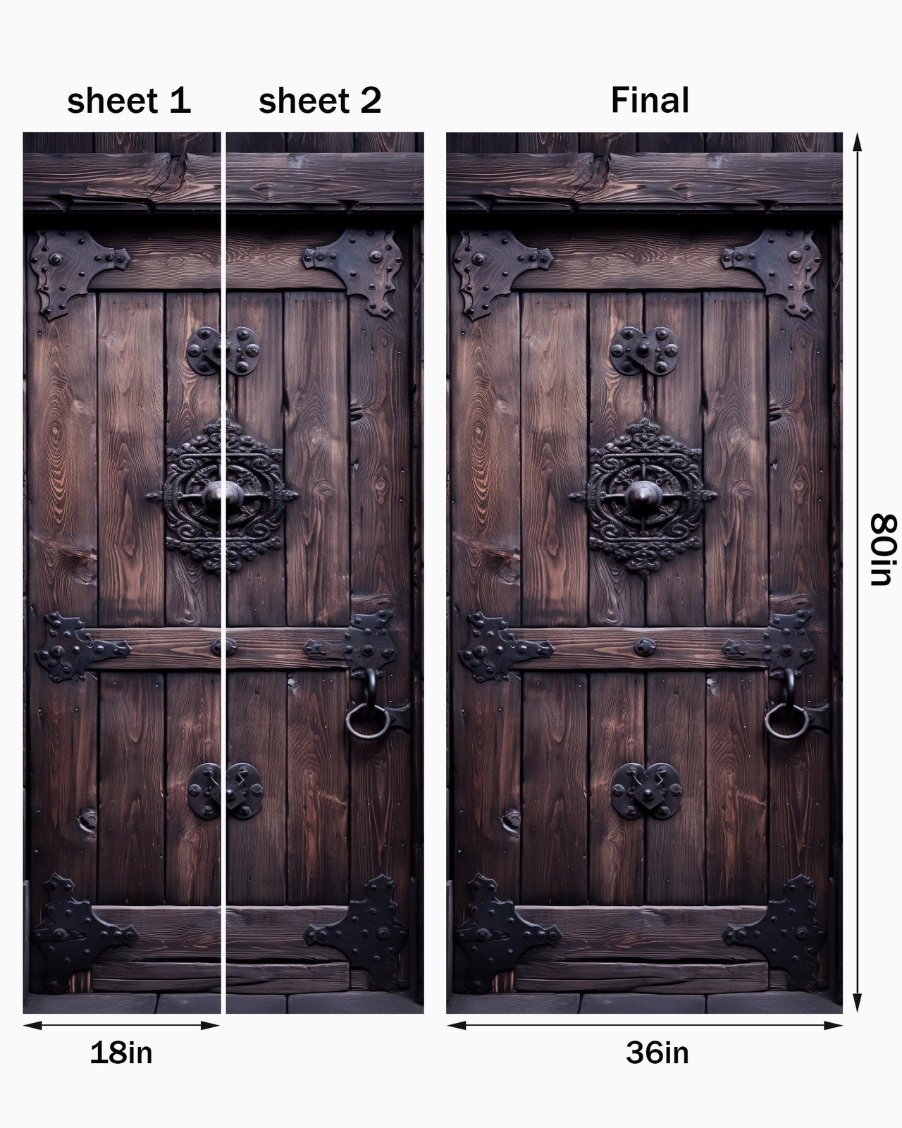 FLFK Door Decal Sticker – Wooden,Peel and Stick Mural,Combined Size 36"x80",S…