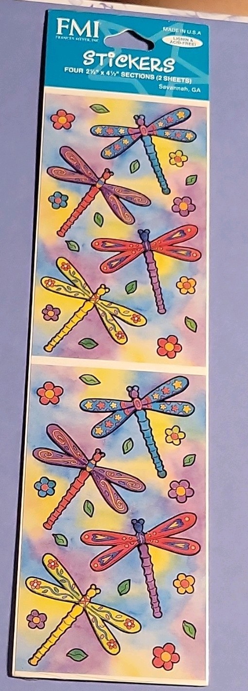 Frances Meyer Paper Stickers, Acid-Free, Dragonflies Flowers, Multicolor