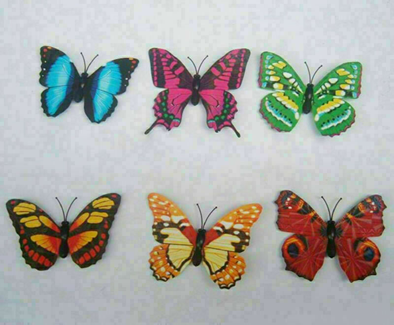 100 PCS Multicolor Artificial Butterflies with Magnet Home Decorations 12 24 36