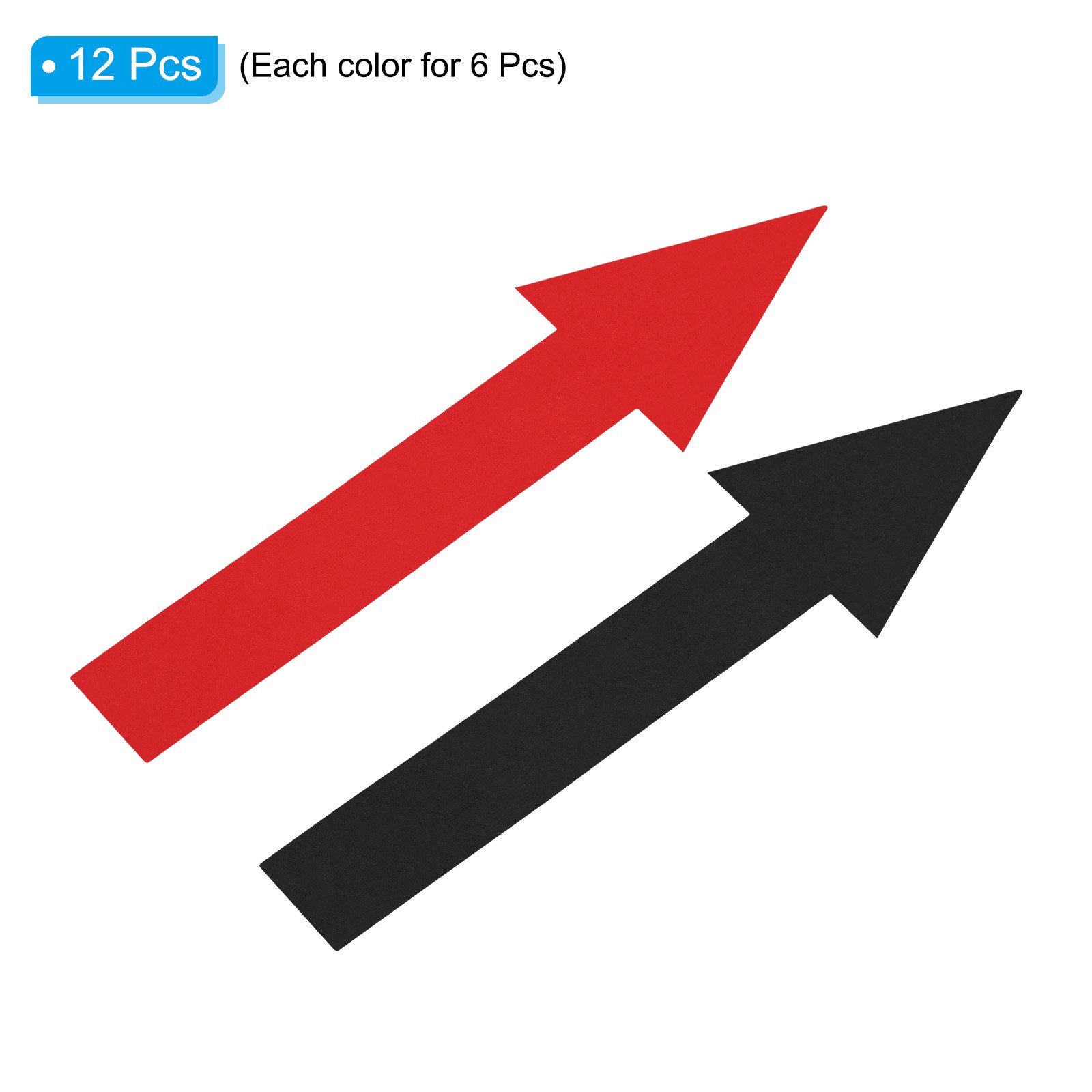 12Pcs 6" Directional Arrow Sticker PVC Removable Self Adhesive Black/Red