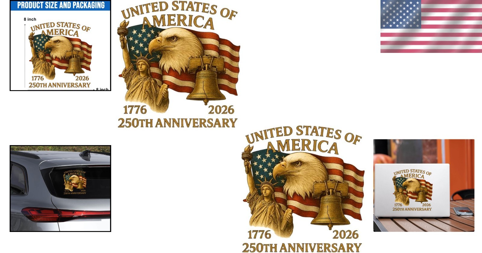 Celebrate American Independence with 250th Anniversary Vinyl Decal Set (2 Pcs)