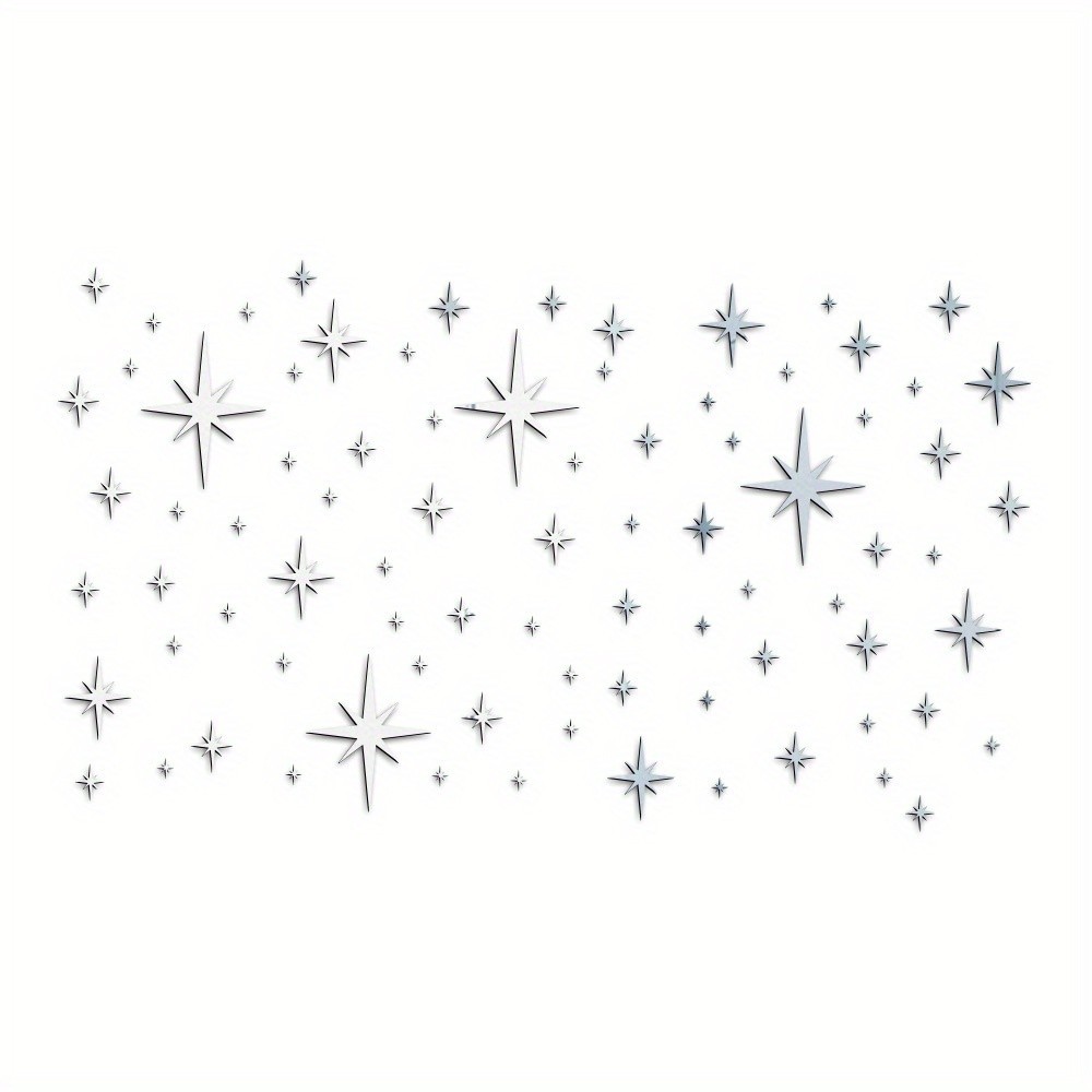 82Pcs /set Star Cross Acrylic Mirror Wall Stickers Self Adhesive Home Decor