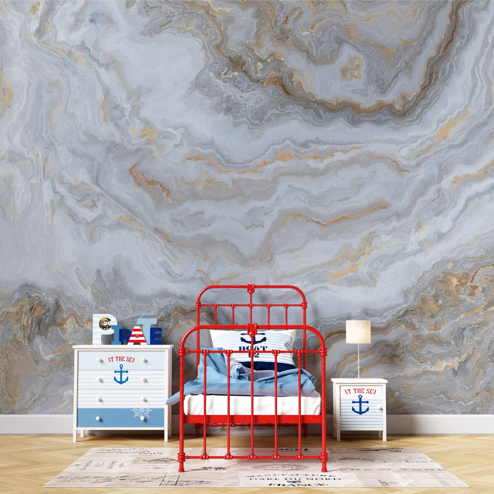 White Marble Stone Granite Slate Peel and Stick Wallpaper | Removable Wall Mural