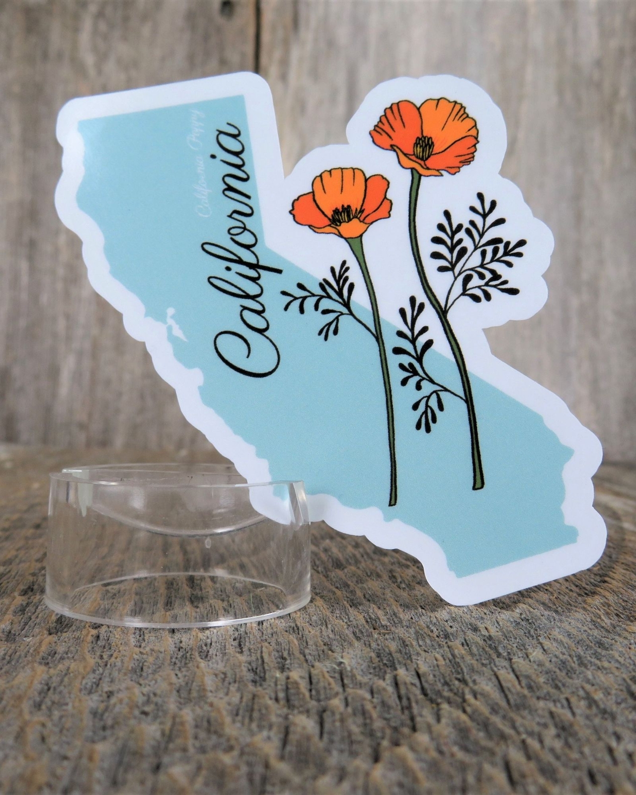 California State Shaped Sticker Poppy State Flower Waterproof Souvenir Home