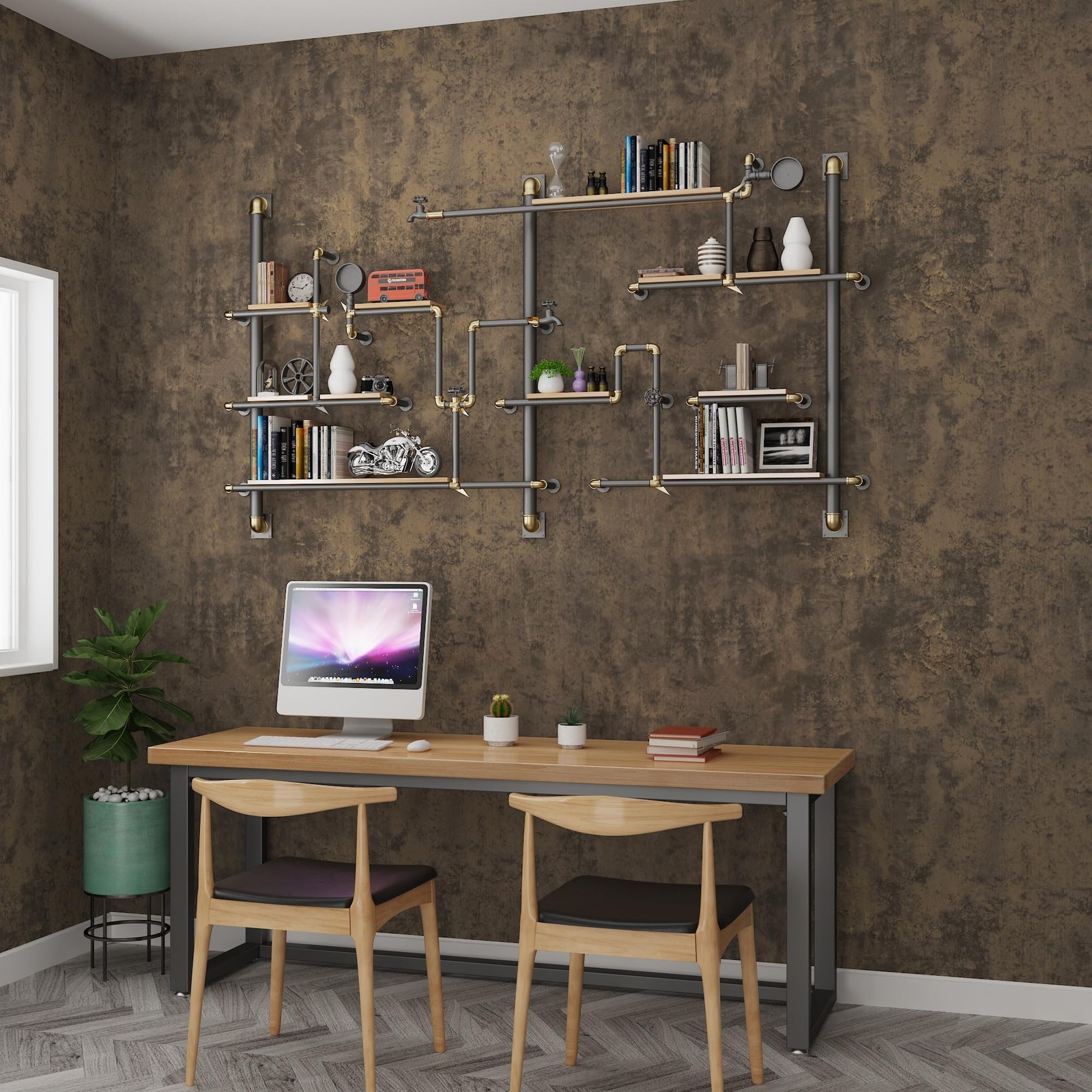 32x315inch Dark Brown Concrete Cement Wallpaper Peel and Stick Tan Countertop…