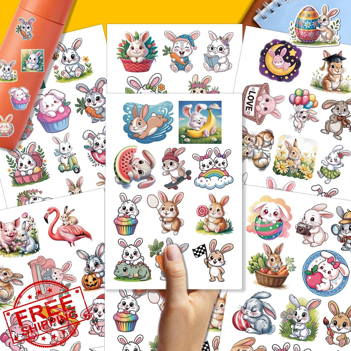 Generic 64Pcs bunny stickers vinyl