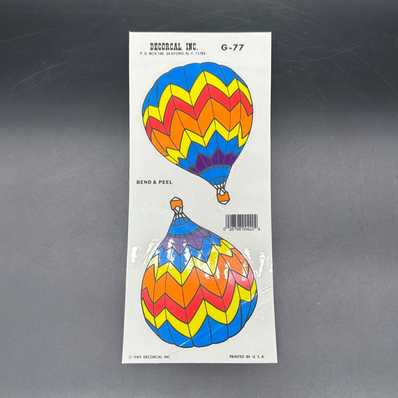Vintage Rainbow Hot Air Balloon Decals 1989 Decorcal USA Stickers Bend & Peel