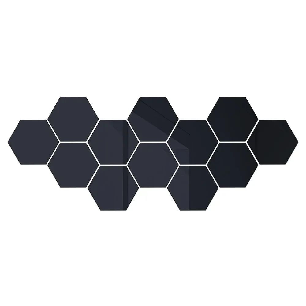 12pcs Hexagon Acrylic 3D Mirror Wall Sticker Home Decor Self-adhesive Mirror