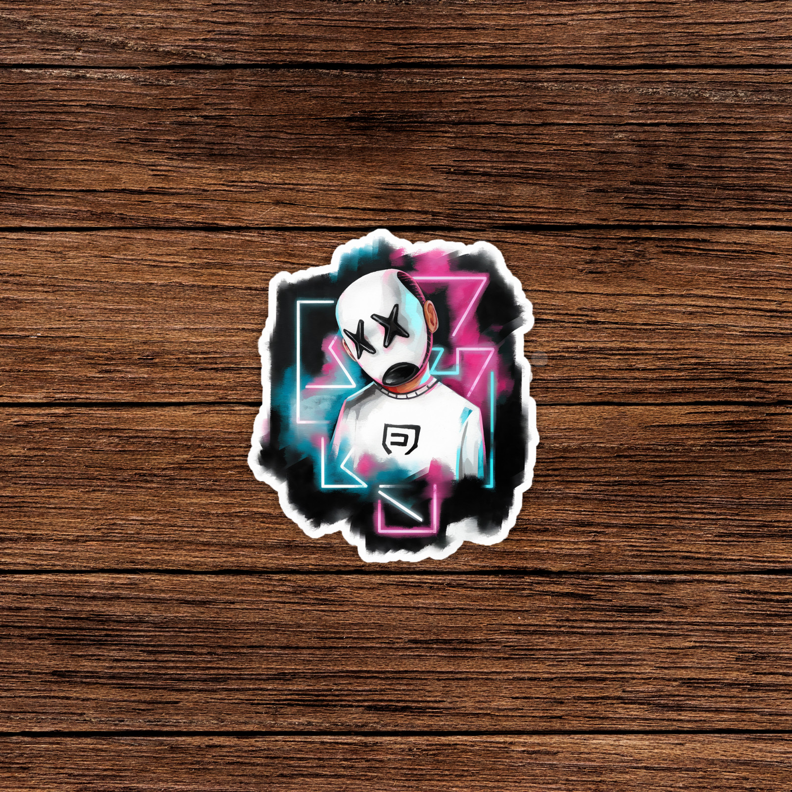Neon Sad Boy Sticker: Vaporwave Aesthetic Decal for Laptops, Water Bottles & Mor