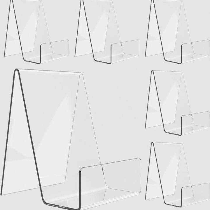 6 Pack Clear Acrylic Book Display Stand Easel Holder for Books Plates CDs