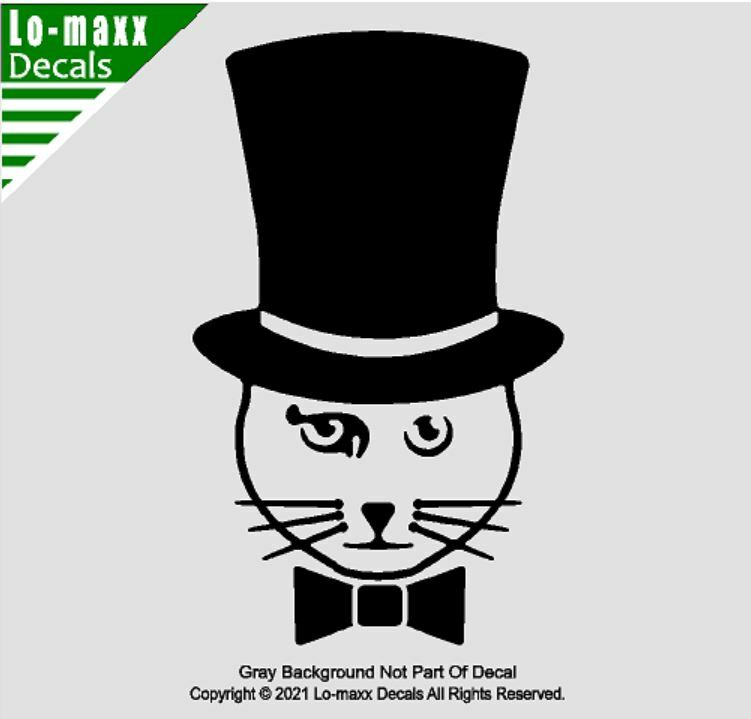 Top Hat Cat Kitty Car Truck Window Whimsical High Quality Die Cut Vinyl Decal