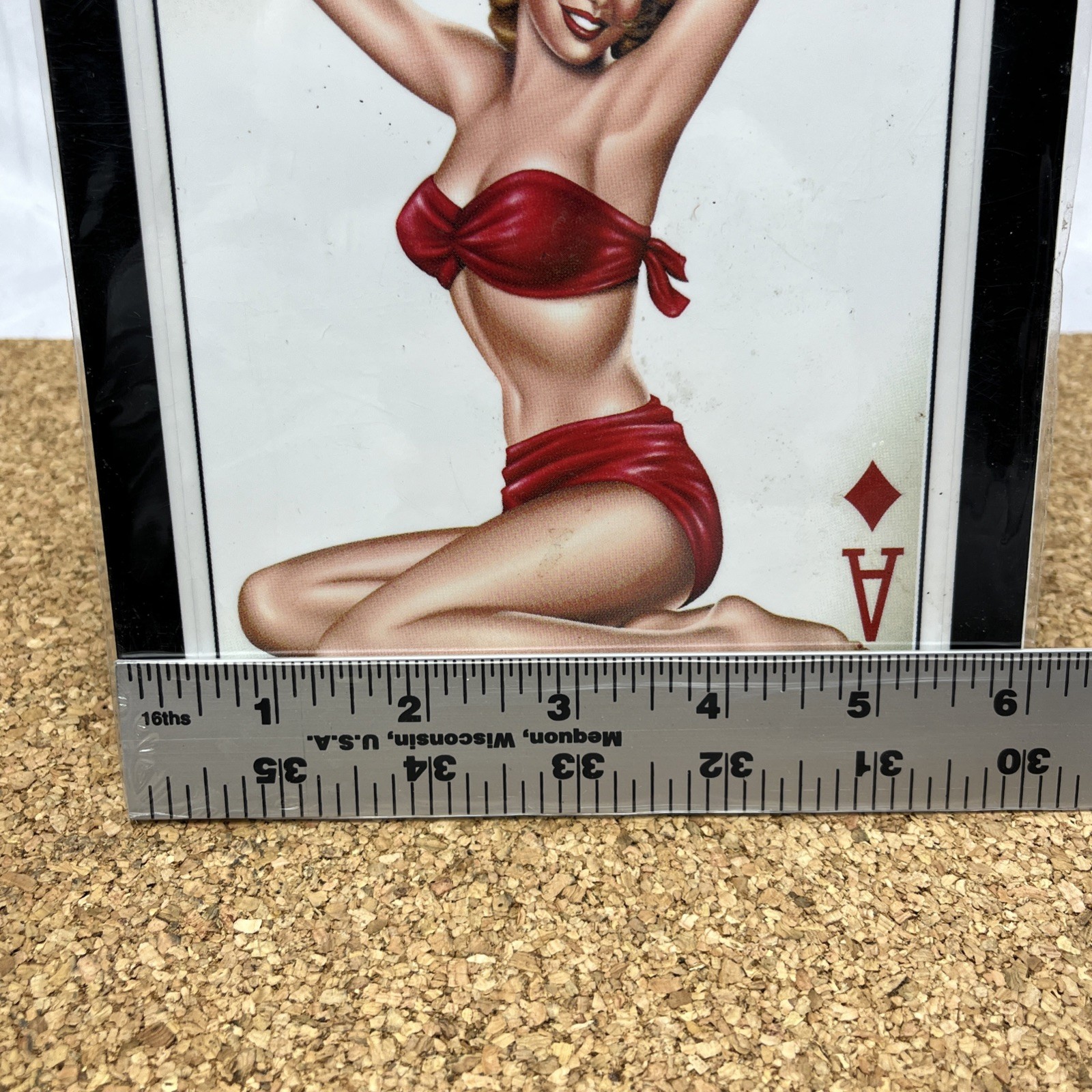 VTG Style Pinup Girl 6.5" Ace of Diamonds Decal Michael Landefeld Yujean NIP
