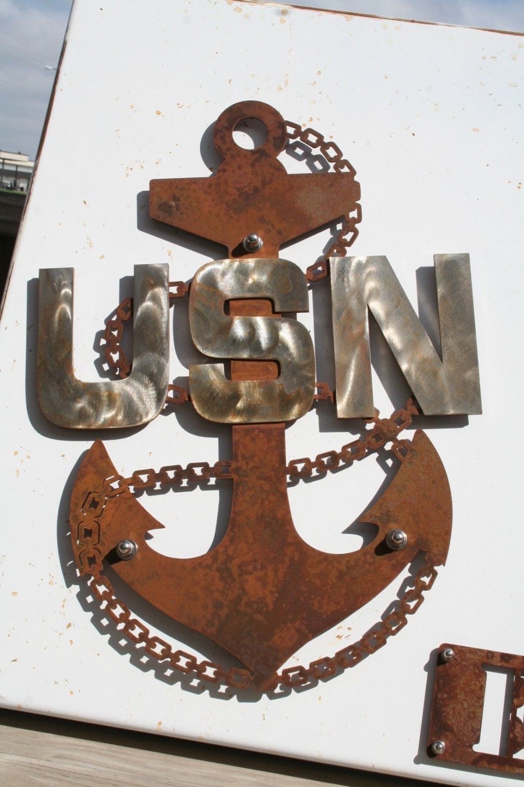 US Navy Chief Anchor Rustic Steel Wall Decor — 19" tall