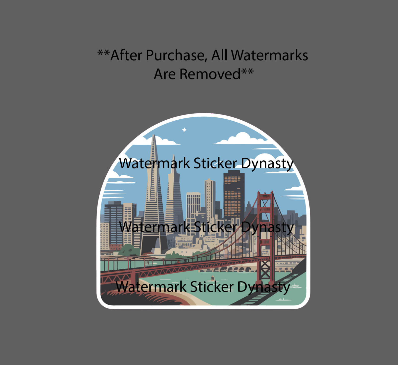 San Francisco Sticker Waterproof Decal City Skyline Golden Gate Bridge Gift NEW