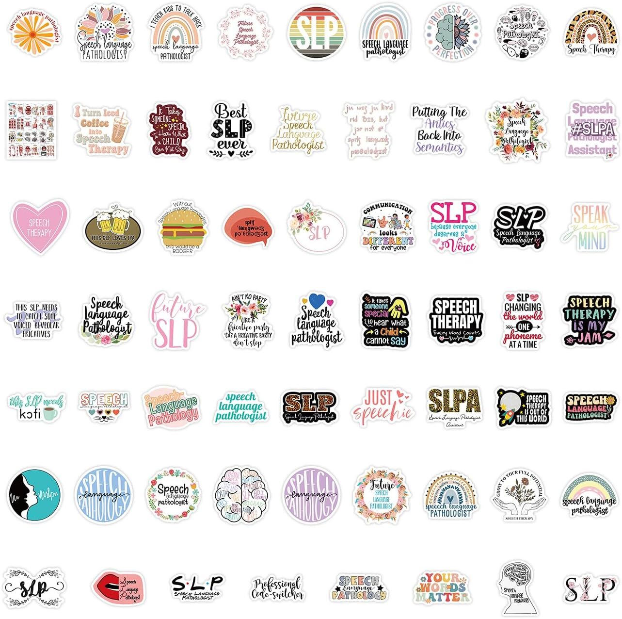60 PCS Speech Language Pathologist Stickers –