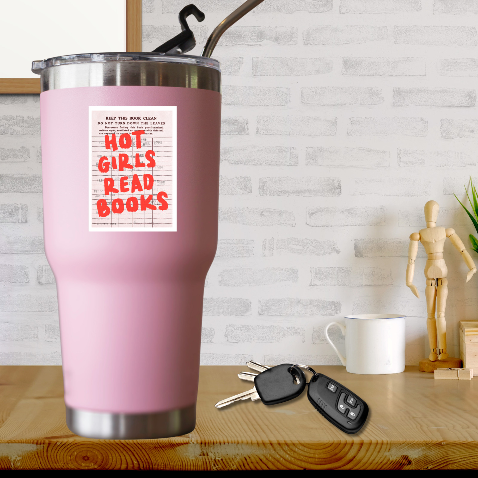 Hot Girls Read Books Vinyl Sticker 3.5in Reader Quote Library Card Bookish Decal