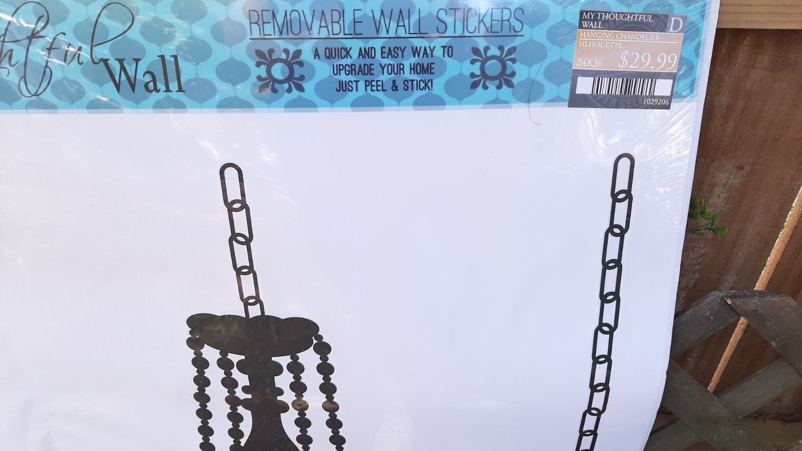 My Thoughtful Wall Hanging Chandelier Silhouette Black ~ Removable Wall Sticker