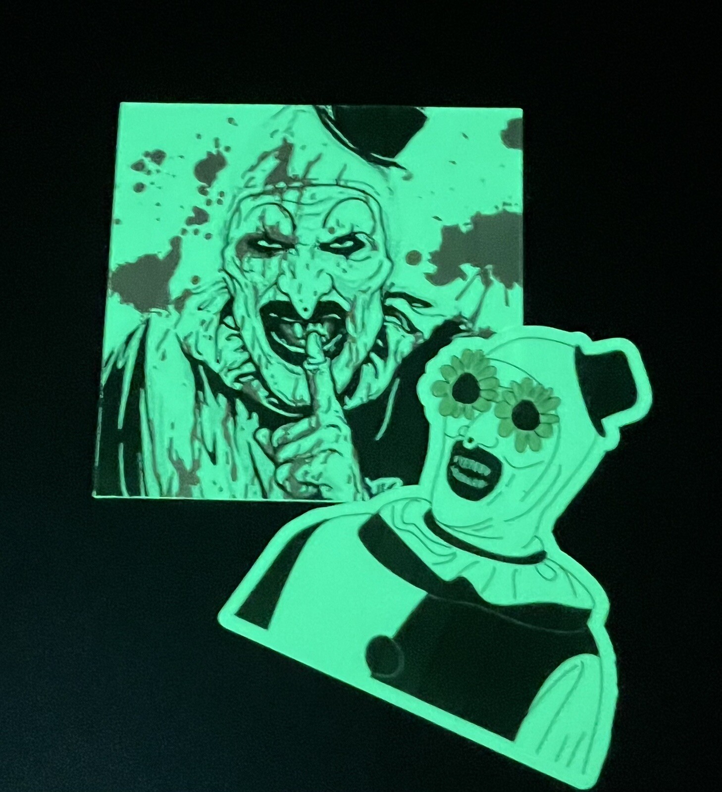 art the clown terrifier Horror 3 Inch Glow In The Dark Sticker Set Of 2