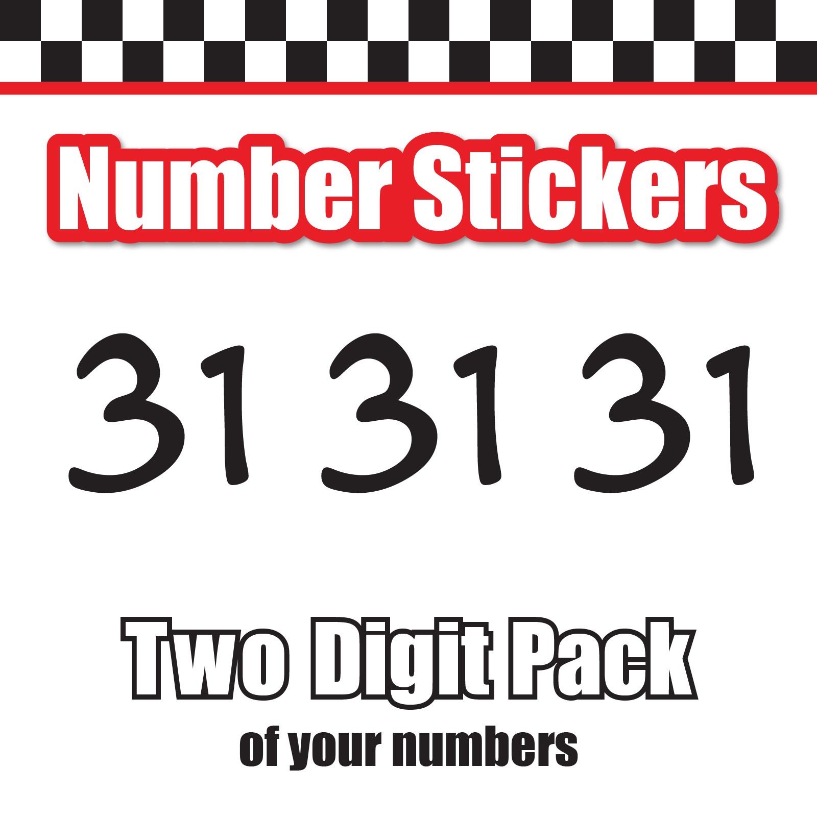 3 Digit Single Number Stickers Custom Decal Locker Door 3pcs Anime Ace