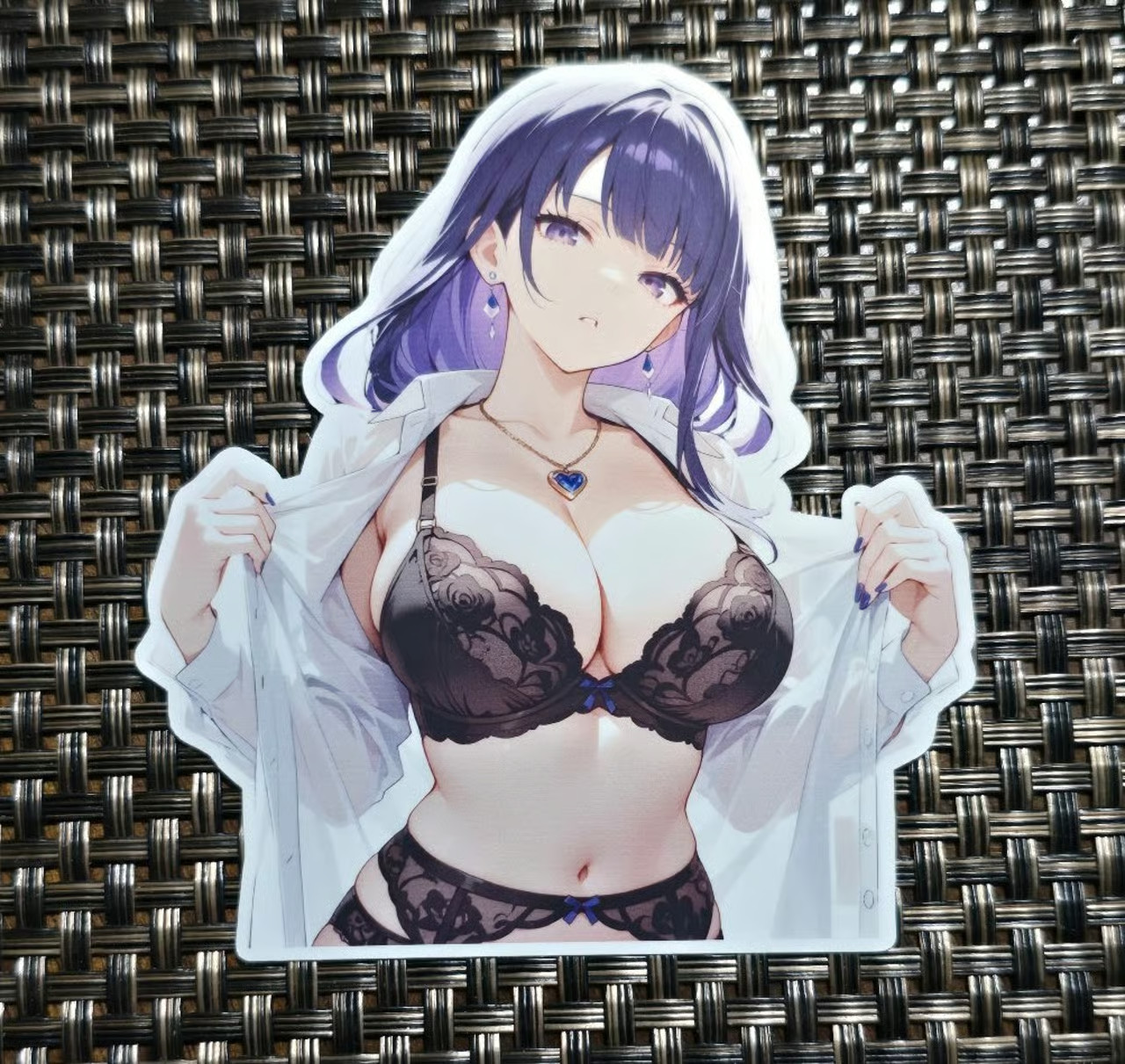 Raiden Shogun Genshin Impact black lingerie waifu sticker