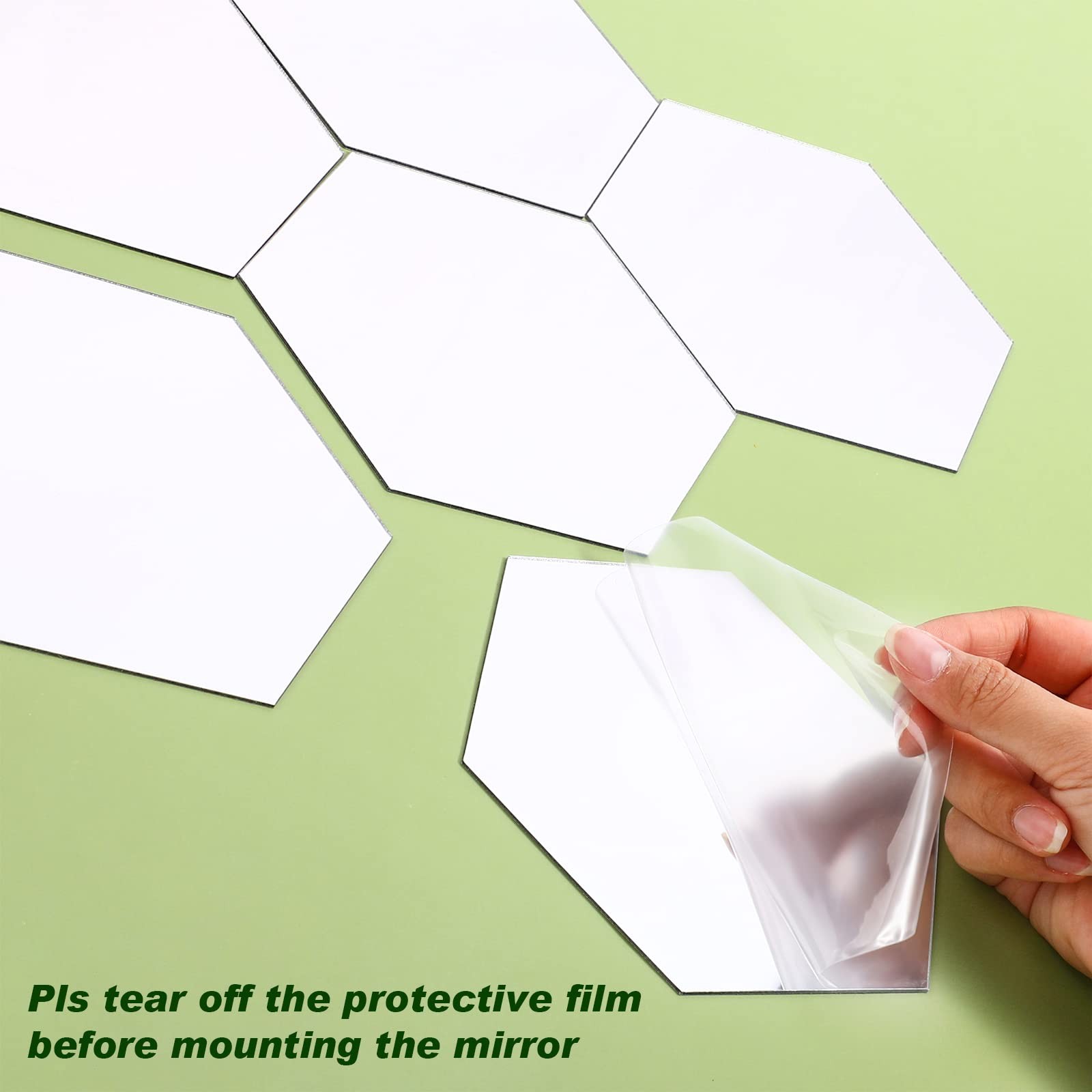 24 Pieces Hexagon Mirror Wall Sticker Removable Acrylic Middle