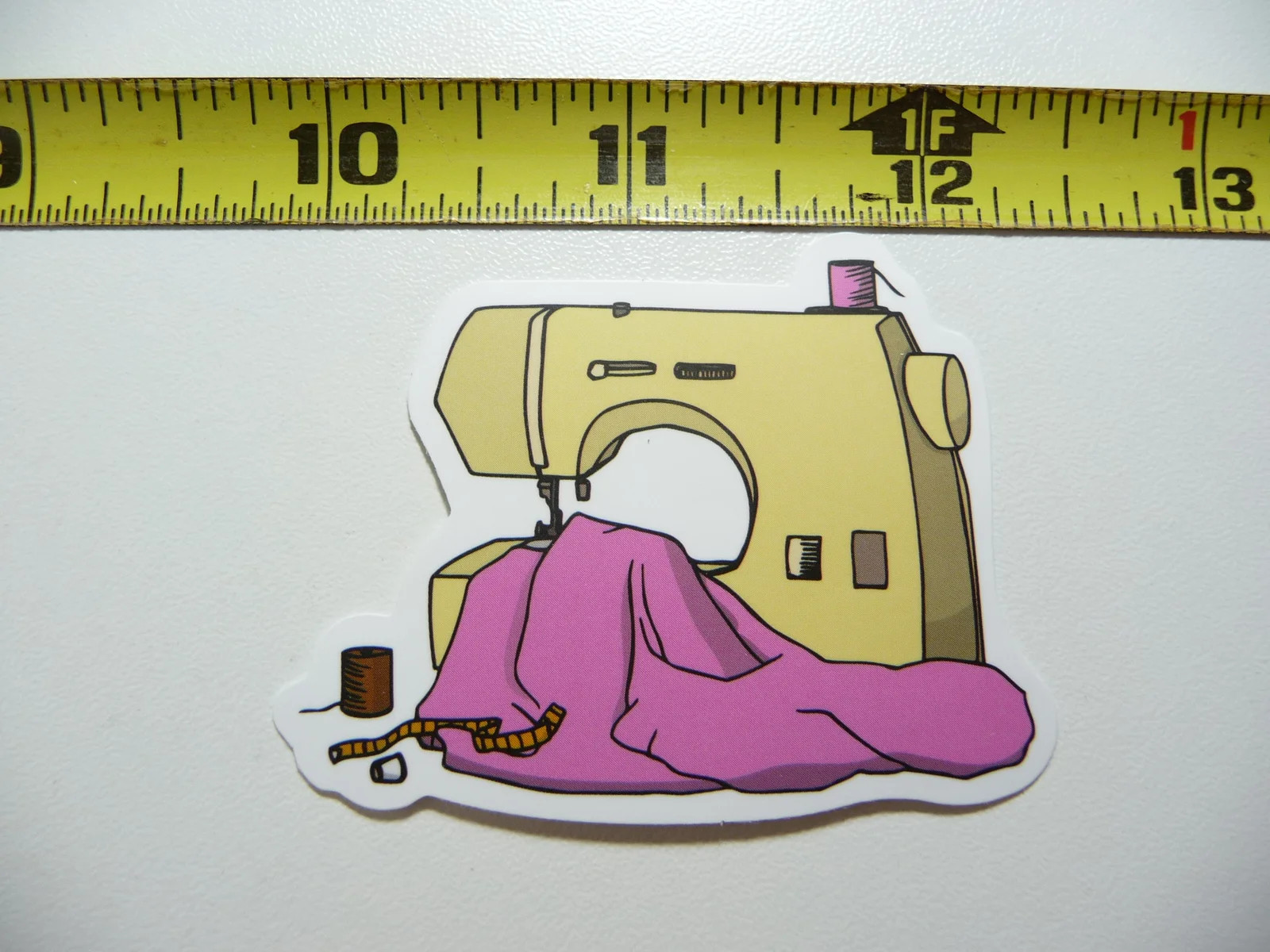 INVOLVED SEWING MACHINE SMALL STICKER DECAL SEWING SEW CLOTHING SEAMSTRESS