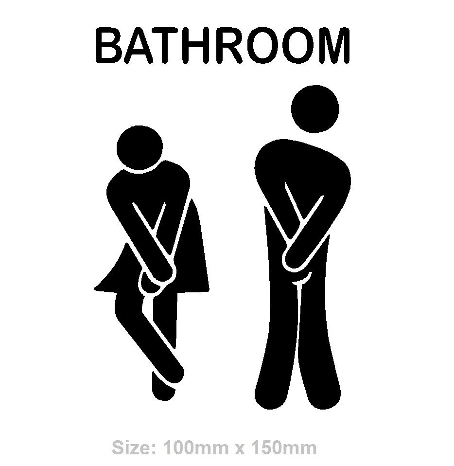 Bathroom Sign Sticker Decal Vinyl Toilet Restroom Men Women Door Gender Funny